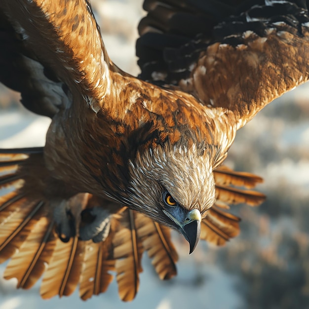 Photo a bird with a yellow eye and a black beak that says quot the word eagle quot