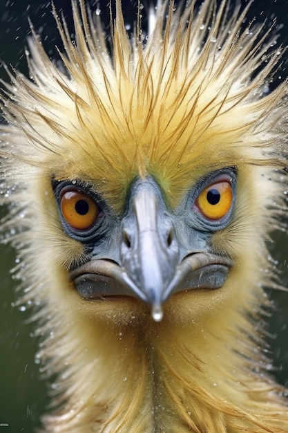 a bird with yellow eyes