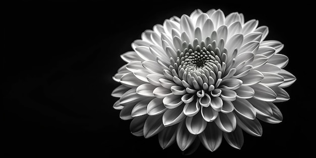 Bird39s eye view of black and white cremone chrysanthemum flower