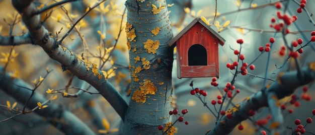 Photo birdhouse in autumn