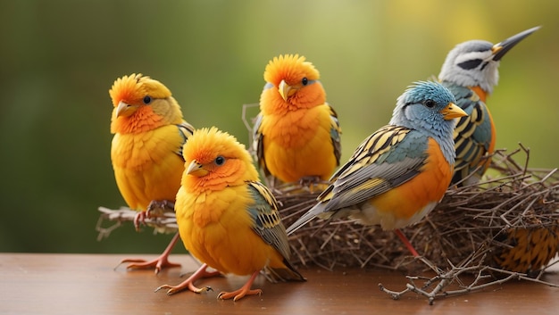 Photo birds are sitting in a nest