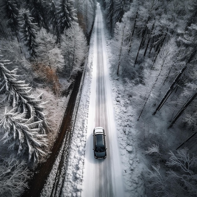 birds eye view of a Car on street