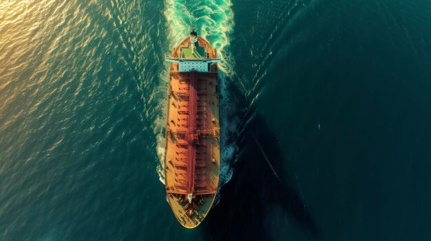 A birds eye view of a tanker ship being loaded with oil and gas emphasizes the volume of fuel being