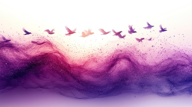 Photo birds flying over abstract landscape