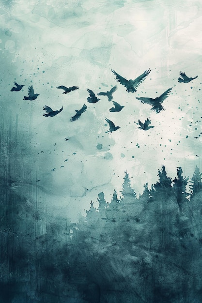 Birds Flying Over a Forest