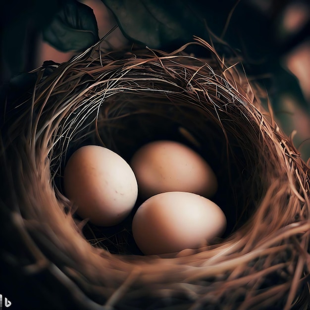 Birds nest eggs Generate Ai