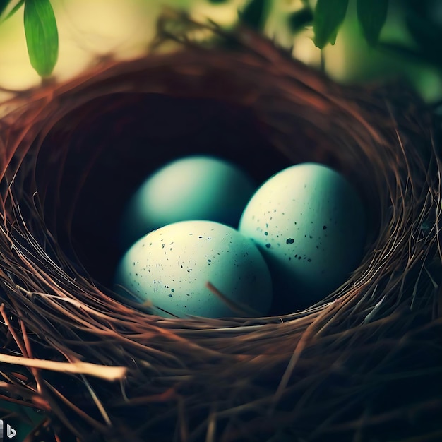 Birds nest eggs Generate Ai