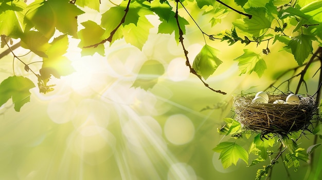 a birds nest sitting on top of a tree branch