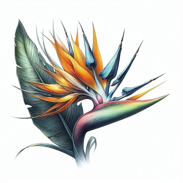 Photo birds of paradise flower sketch