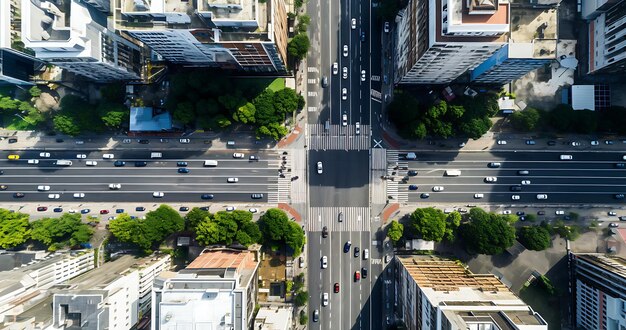 A BirdsEye View of Urban Choreography Top view city road