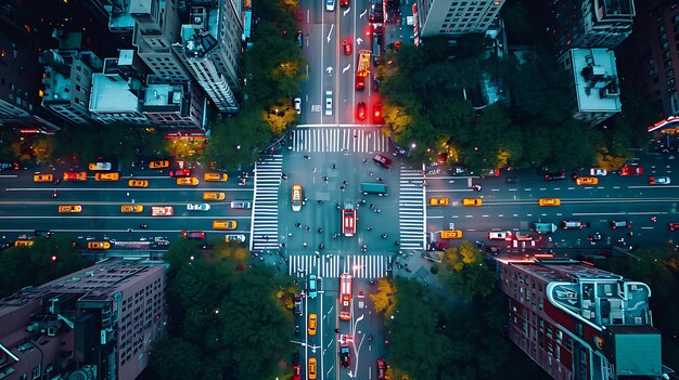 A BirdsEye View of Urban Choreography Top view city road