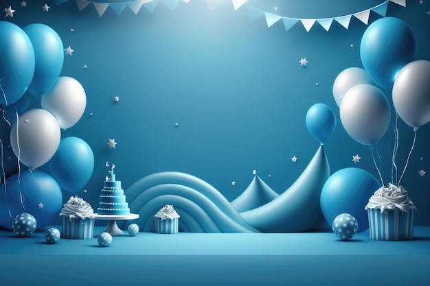 Birthday background with balloons Illustration AI Generative