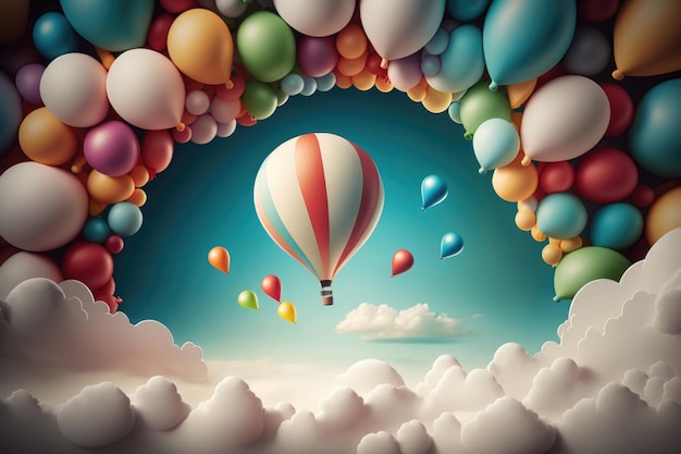 Birthday background with balloons Illustration AI Generative