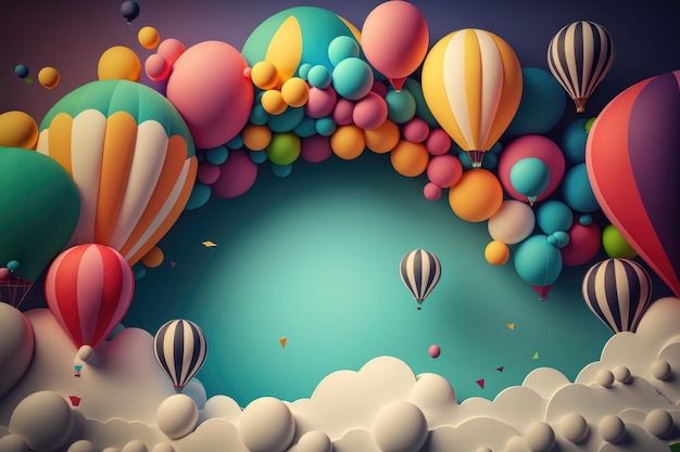 Birthday background with balloons Illustration AI Generative