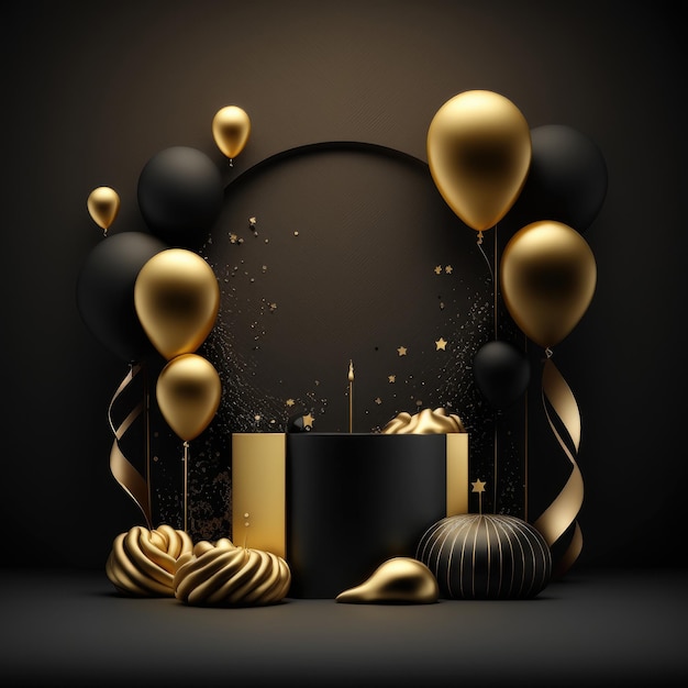 Birthday background with balloons Illustration AI Generative