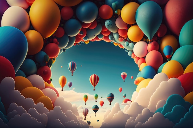 Birthday background with balloons Illustration AI Generative