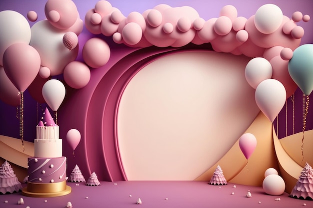 Birthday background with balloons Illustration AI Generative