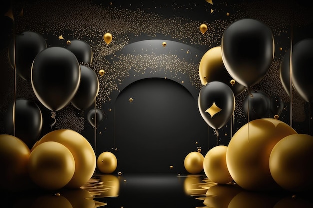 Birthday background with balloons Illustration Generative AI