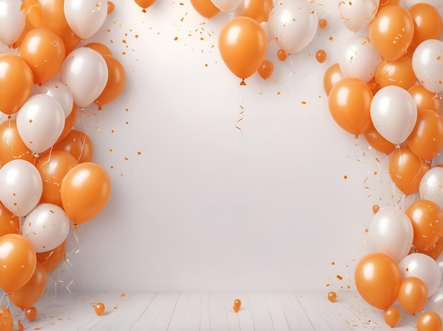 birthday background with bright orange balloons