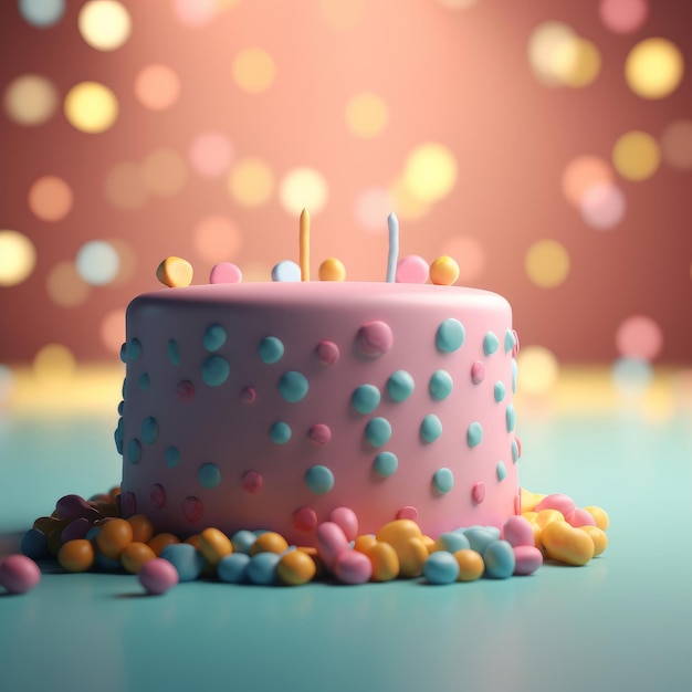 Birthday Background with cake Illustration AI GenerativexA