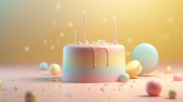 Birthday Background with cake Illustration AI GenerativexA