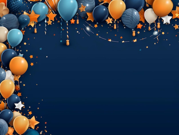 Birthday background with some balloon on navy background