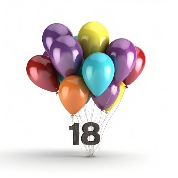 Birthday balloons isolated Illustration AI GenerativexA