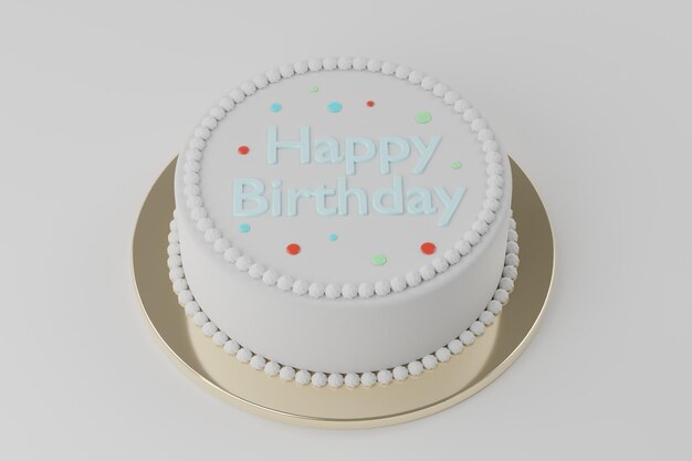 Birthday Cake 3D rendered image