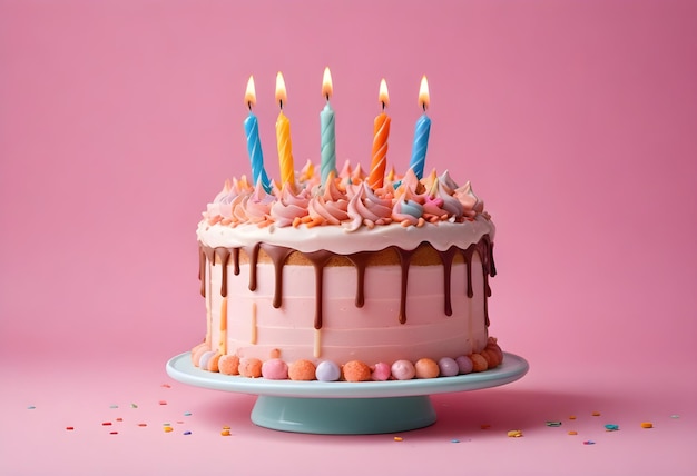 Birthday cake Birthday cake on a pink background