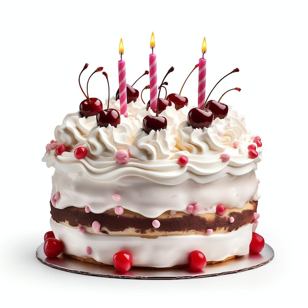 Birthday cake Realistic photograph white background