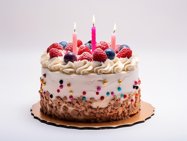 Birthday cake over white background