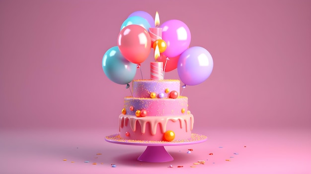 Birthday cake with balloon