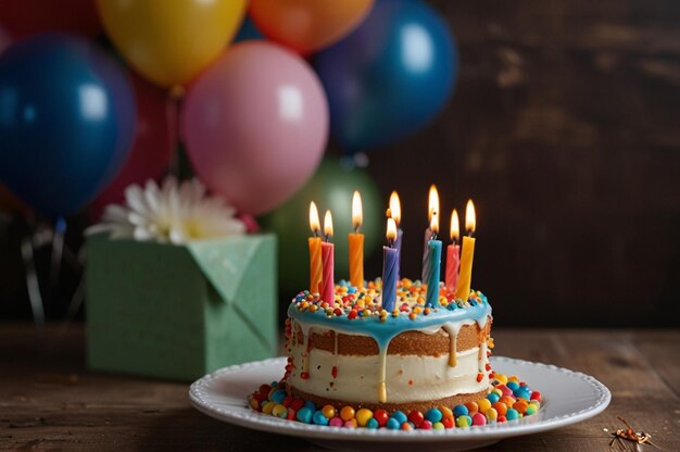 Birthday cake with candles birthday party