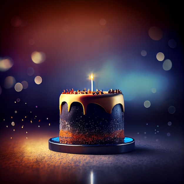 Birthday cake with candles Illustration Generative AI