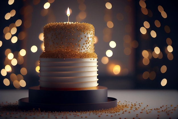 Birthday cake with candles Illustration Generative AI