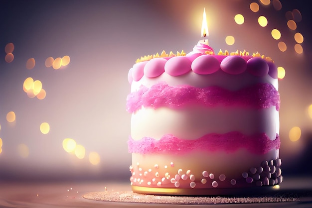 Birthday cake with candles Illustration Generative AI