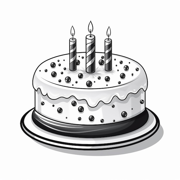 a birthday cake with candles on it and a black and white picture of a cake with the number 6 on it