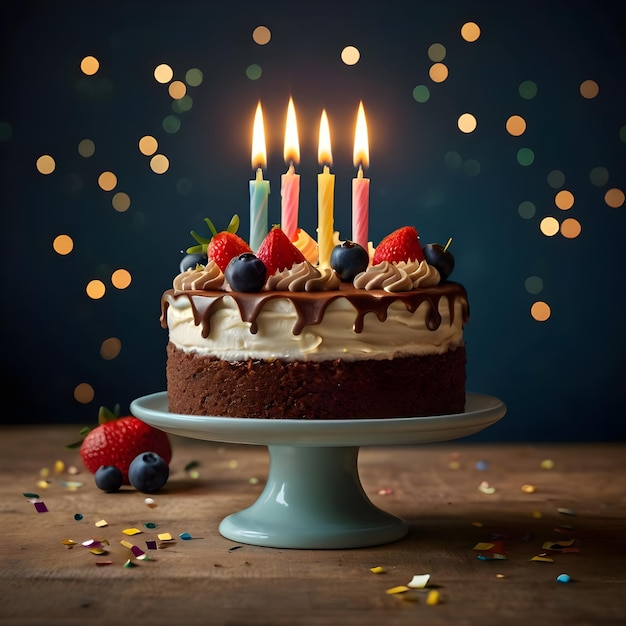 birthday cake with candles