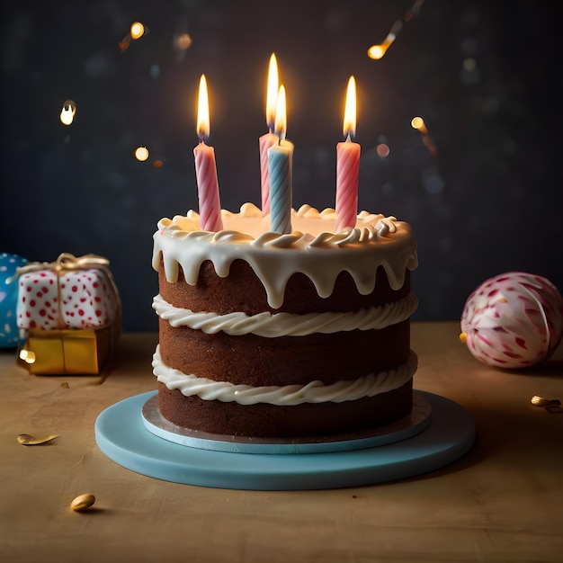 birthday cake with candles