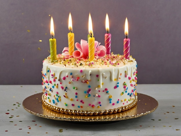 Birthday Cake with Glitter Candles