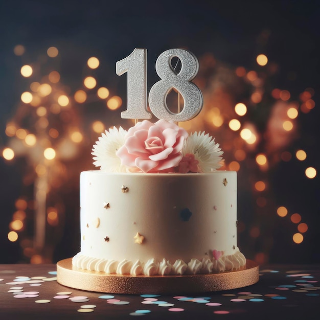 Birthday cake with number 18 on top ai generative