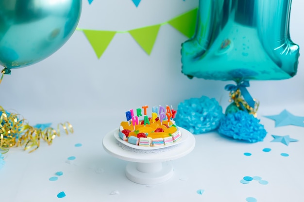 birthday cake with stars. bright cake for your first birthday