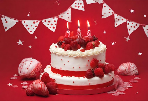 Birthday cake with white background decoration