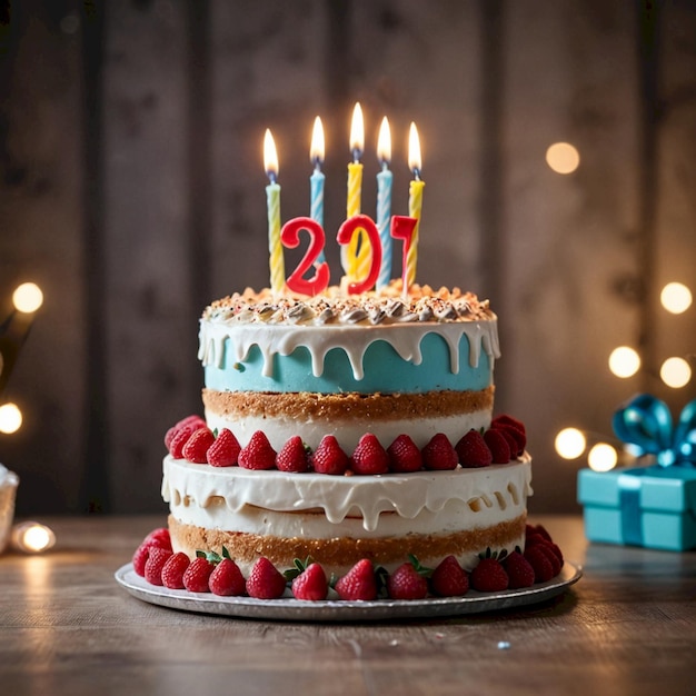 a birthday cake with the word birthday on it