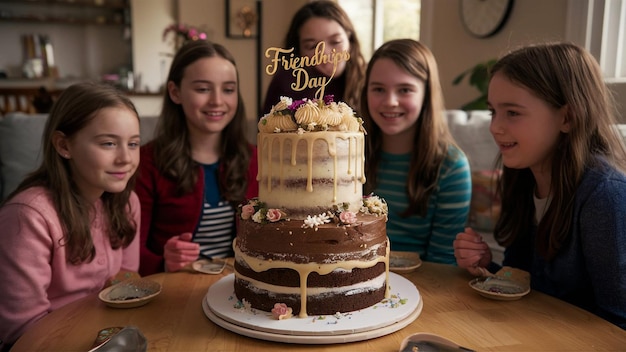 a birthday cake with the word friendship on it