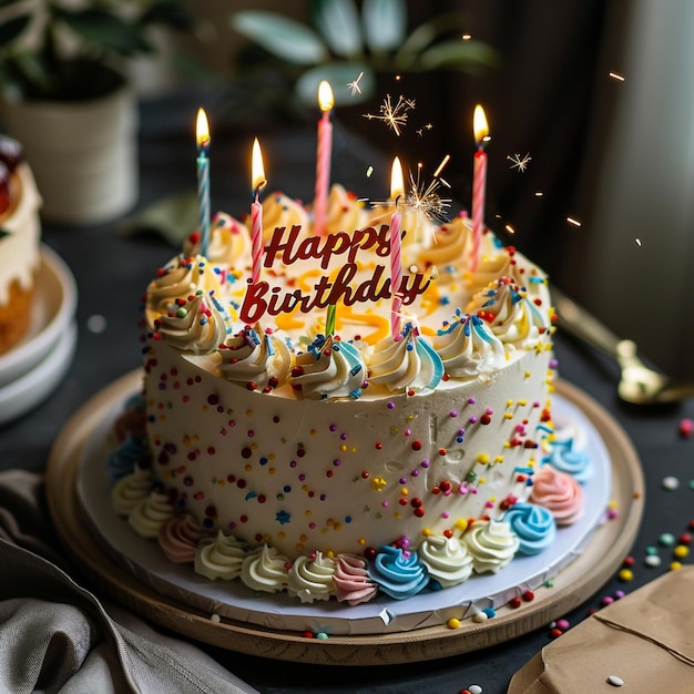 a birthday cake with the words happy birthday on it