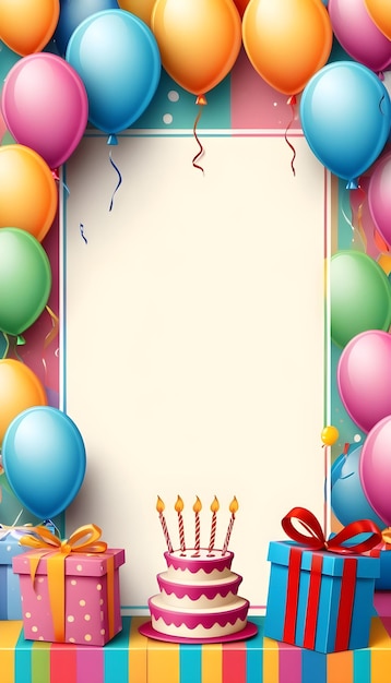 a birthday card with balloons and a birthday card for birthday party