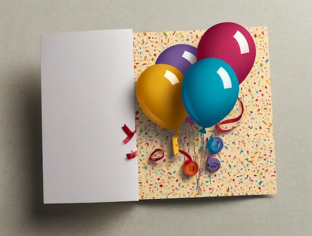 a birthday card with balloons and a birthday card with a birthday card on it