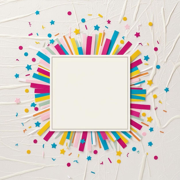 Photo birthday celebration card with confetti and image space