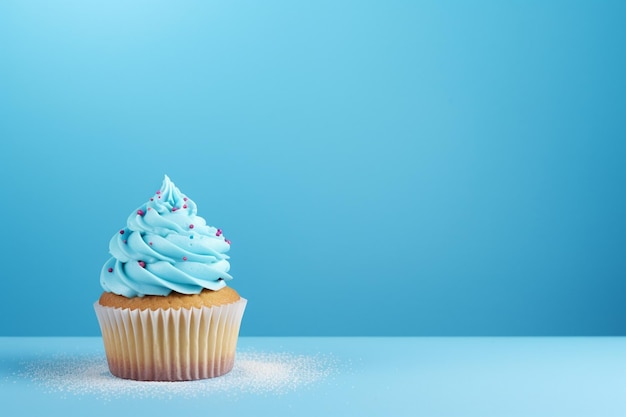 Birthday cupcake on a blue background Cupcake on a colorful background Cupcake for birthday